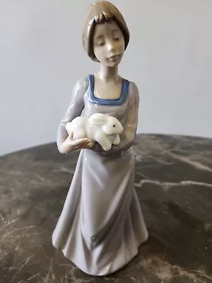 Buy Nao By Lladro  Precious Bundle  Glazed Lady W/ Bunny Rabbit Figurine PERFECT • 47£