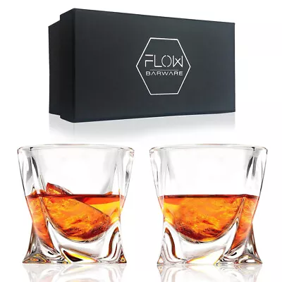 Buy Twist Whiskey Glasses Set Of 2 Home Bar Gift Scotch, Bourbon G&T Tumblers BOXED • 19.95£