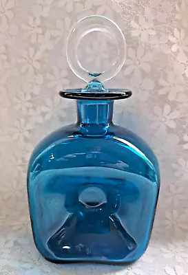 Buy Holmegaard Blue Kluk Kluk Art Glass Bottle With Stopper 20.7cms High Vintage • 20£