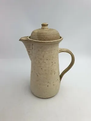 Buy Vintage Studio Pottery Js Scottish Jane Searle? Coffee Pot Domed Lid Beige Brown • 28.99£