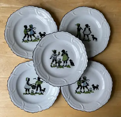 Buy 5 Antique LEHMANN &SON LEUCHTENBURG Children At Play Plates - Germany - VGUC • 96.07£