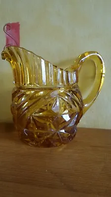 Buy A Vintage Pressed Glass Milk Jug In A Lovely Amber Brown Colour. Nice Pattern.  • 14.99£