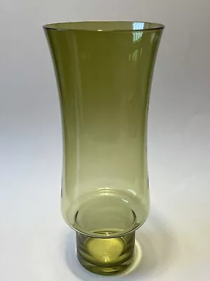 Buy Vintage Riihimaki Riihimaen Finland Scandinavian Olive Green 25cm Glass Vase MCM • 28£