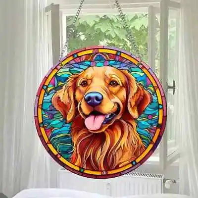 Buy Colourful Golden Retriever Dog Design Suncatcher Stained Glass Effect Home Gift • 6.95£