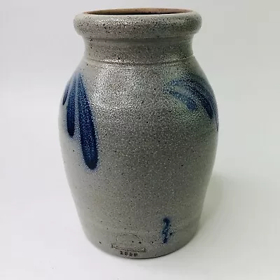 Buy Vintage 90s Rowe Pottery Works Vase Handmade Blue Gray Salt Glaze Stoneware Jar • 30.81£