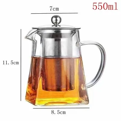 Buy UK Heat Resistant Clear Glass Teapot Jug With Infuser Coffee Tea Leaf Herbal Pot • 8.49£
