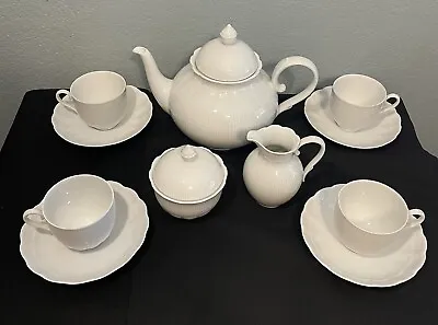 Buy Kaiser Romantica White Porcelain Teapot, Sugar, Creamer And 4 Cups And Saucers • 75.99£
