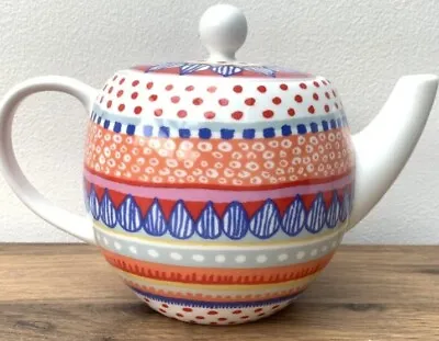 Buy Oilily Classic Teapot Ceramic Fair Isle Rainbow Red  1.75 Pint Discontinued • 25£