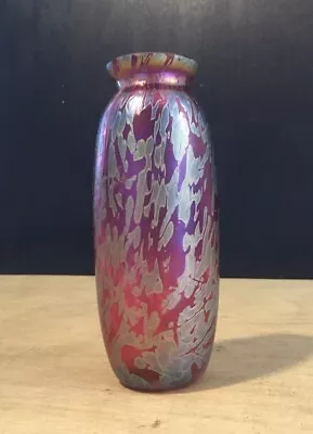 Buy Royal Brierley  Studio Range Signed Iridescent Glass Vase Cranberry / Pink • 34.99£