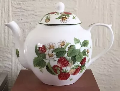Buy White Bone China “Strawberry Fruit Garden” Tea Pot By Roy Kirkham Preowned • 7.99£