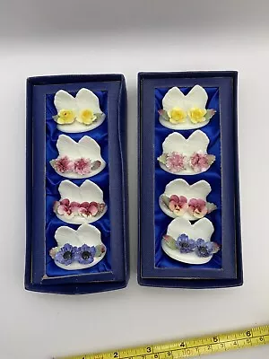 Buy Aynsley Place Card Holders Bone China Flowers Set Hand-made X8 • 14£