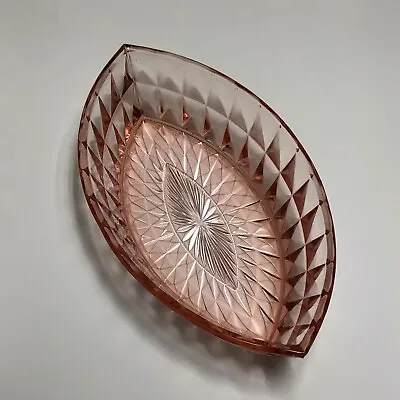 Buy Windsor Diamond Pink Depression Glass Bowl By Jeannette 11.5  X 6.5  X 2.5  Dish • 23.97£