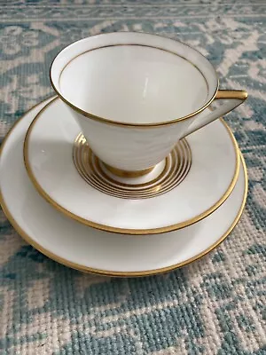 Buy Vintage 1930s Royal Doulton Art Deco Tea Trio Cup Saucer Plate Gold Bands H4237 • 32£