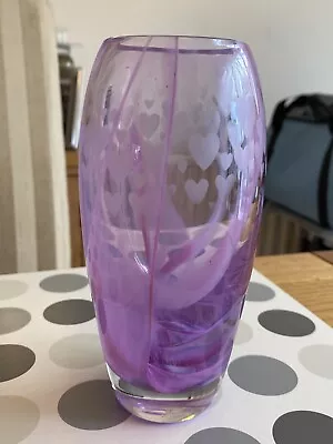 Buy Caithness Scotland Modern Studio Art Glass Anniversary Purple Hearts Vase • 17.85£