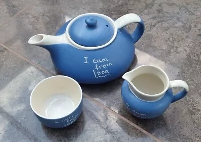 Buy Vintage Devonmoor Blue Ware Pottery Teapot. Souvenir I Cum From Looe C.1950s • 18£
