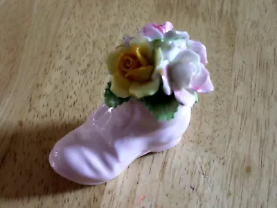 Buy Vintage Royal Adderley Floral Bone China Pink Boot With Flowers -made In England • 1.50£
