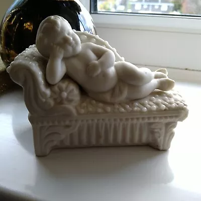 Buy A Stunning C1873 Parian Ware Cherub On A Chaise Lounge • 49.99£