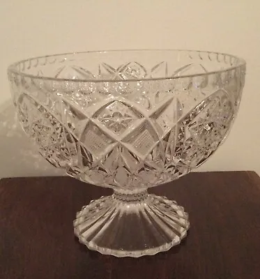 Buy Vintage Crystal Cut Glass Footed Trifle / Fruit Bowl 20cm Diametre X 17cm High • 29.99£