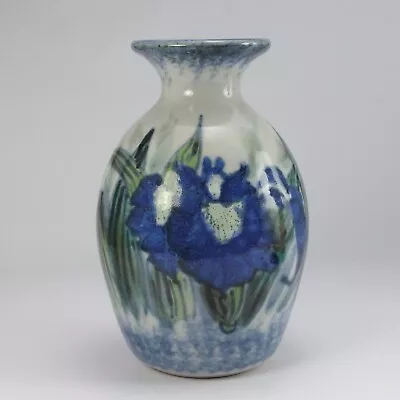 Buy Highland Stoneware Art Pottery Vase With Iris • 6.99£