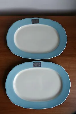 Buy Jamie Oliver Vintage Style Small Oval Platters 32cm, Fluted Blue, Made By Queens • 22£