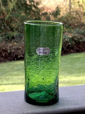 Buy Vintage Bischoff Crackle Glass Dimpled Tumbler 5.75”, Labled, Green • 16.96£