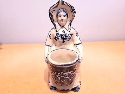 Buy Interesting Antique Blue & White Hand Painted Delft/Faience Figurine Of Lady. • 39.99£