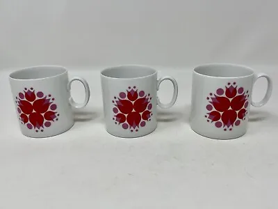 Buy 70’s PINWHEEL Red & Mauve Demitasse Cups By Thomas Porcelain Germany Set Of 3 • 9.42£