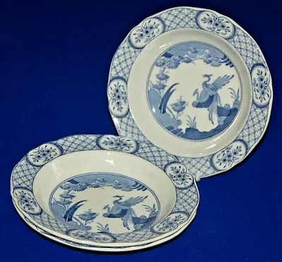 Buy Antique Furnivals Set 3 Old Chelsea Blue Rimmed Soup Bowls, 22cms, • 16.99£
