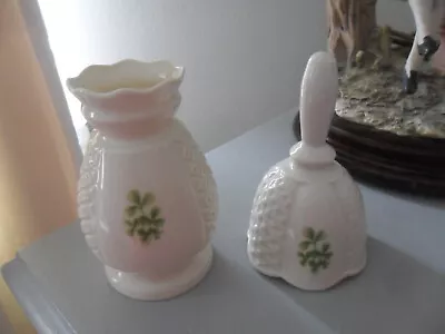 Buy Donegal Fine Parian China Vintage Shamrock Design Errigal Vase And Bell(RARE) • 14.95£