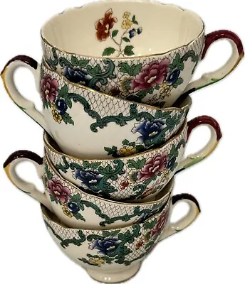 Buy Vintage, Royal Cauldon, Victoria, Teacups, 5pcs, Scalloped With Gold Trim #MCB • 11.72£