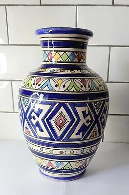 Buy 13  Moroccan Hand Painted Multi Coloured Safi Sighed Vase. • 53£