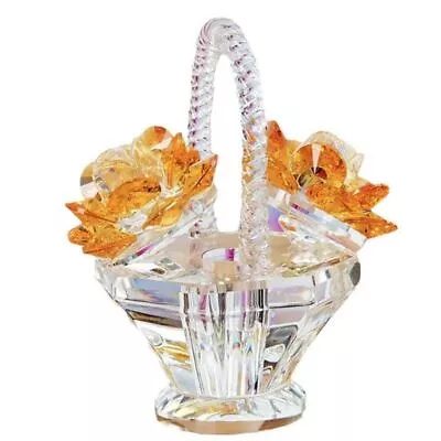 Buy Small Crystal Flower Basket Figurines Crystal Art Car Ornaments  TV Shelf • 9.65£