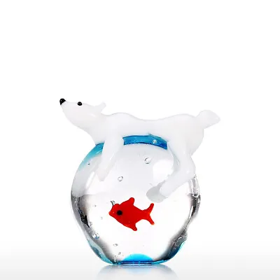 Buy Polar Bear And Fish Handmade Animal Art Hand Blown Glass Art Wild Animal L0M4 • 8.20£