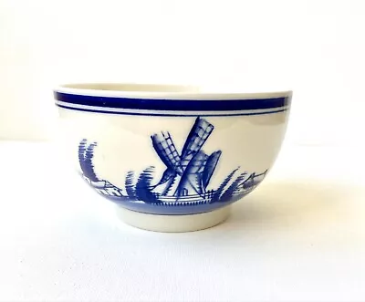 Buy Delft Style 14cm Heavy Pottery Breakfast / Dessert / Rice Bowl - Blue Windmill • 5.95£