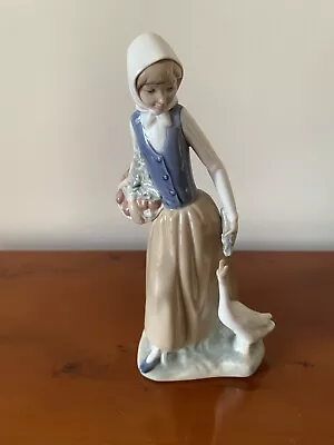 Buy “NAO “ By Lladro “Girl With Goose Figurine No 1977 Perfect Conditions • 38£