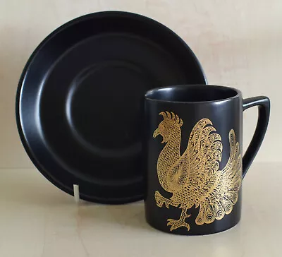 Buy Portmeirion Pottery England Sh Phoenix Cup And Saucer Black With Golden Bird - D • 5£