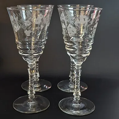 Buy Rock Sharpe Goblets Hand Cut Water Glasses Set Of 4 Stem 3005-14 7⅞ H 1930s 40s • 44.11£