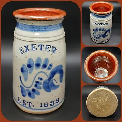 Buy EXETER Pottery Crock 7  Kitchen Utensils Cobalt Salt Glaze Stoneware Jar Signed • 47.32£