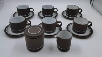 Buy Vintage Hornsea Contrast Tea Set With 6 Cups & Saucers, Milk Jug & Sugar Bowl • 14.99£