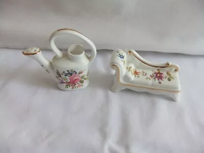 Buy Hammersley Fine Bone China Miniature Chaise Long & Watering Can • 12£