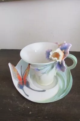 Buy Franz Porcelain Butterfly Flowers Cup Saucer  FZ01671  New In Box • 117.90£