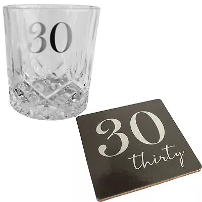 Buy Cut Glass Whisky Tumbler And Coaster Set Gift Box - Choose Birthday Age • 13.95£