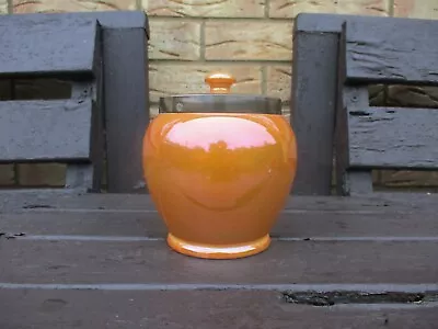 Buy Moorcroft   Pottery  Early Burslem . Orange Luster Tobacco Jar . Metal Rim A/f • 14£