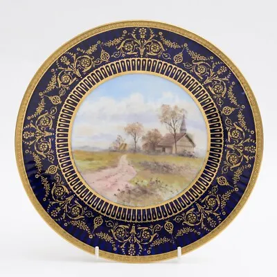 Buy Antique Wedgwood China Hand Painted Tazza With Rural Lane & Rustic Wooden Church • 129.99£