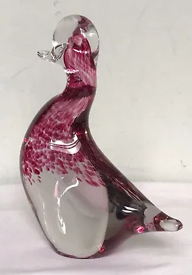 Buy WEDGEWOOD Vtg 70s Glass Duck Paperweight Dark Pink Speckled Decorative 7  VGC • 24.99£
