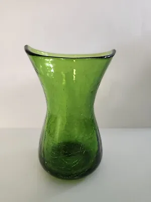 Buy Vintage Antique Blenko Blown Glass Mini Vase In Lime Green Crackle 1950s • 132.72£