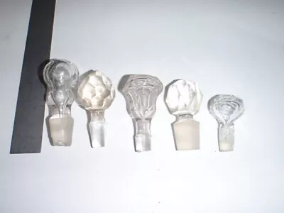 Buy 5 X VINTAGE CRYSTAL/ GLASS DECANTER/PERFUME/MEDICINE STOPPERS VARIOUS SIZES B23 • 10£
