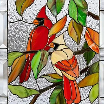 Buy Stained Glass Birds Panel Window Hanger For Garden Outdoor (1) • 11.71£