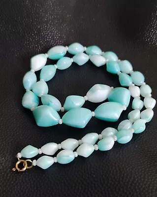 Buy Art Deco  Pressed Uranium Satin Glass Beads Necklace • 9.99£