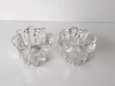 Buy Vintage Set Of 2 Glass Candle Holders, Candlesticks By REIMS , Made In France • 5.99£